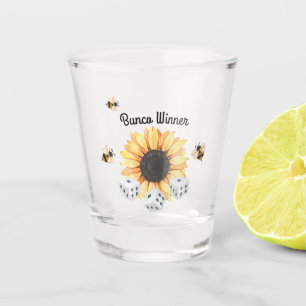 Verre A Shot Sunflower Bees Floral Winner Dice Bunco