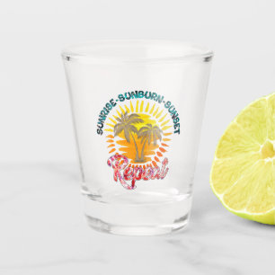 Verre A Shot Sunrise-Sunburn-Sunset-Repeat Vacances d'été