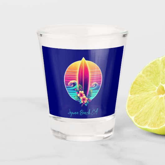 Verre A Shot Sunset Surfboard Paradise - (Devant)