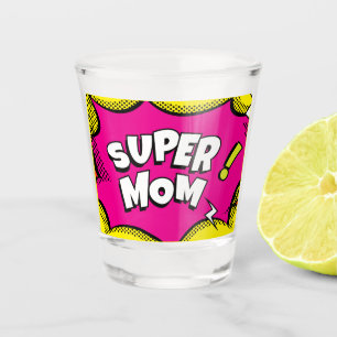 Verre A Shot "Super Mom" Bande dessinée colorée Livre Pop Art