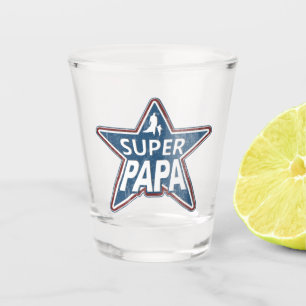 Verre A Shot Super Papa Rouge Blanc et Bleu