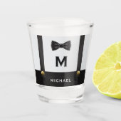 Verre A Shot Suspenders & Bowtie Name Monogram Boy  (Devant)