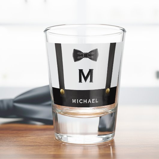 Verre A Shot Suspenders & Bowtie Name Monogram Boy 