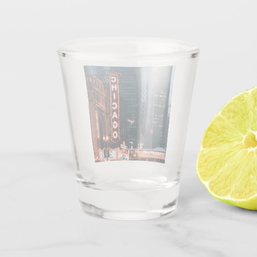 Verre A Shot SYMBOLE Chicago Illinois Neon À La Nuit (Dos)