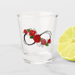 Verre A Shot Symbole d'infini avec les roses rouges