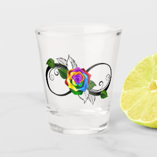 Verre A Shot Symbole d'infini avec Rose arc-en-ciel
