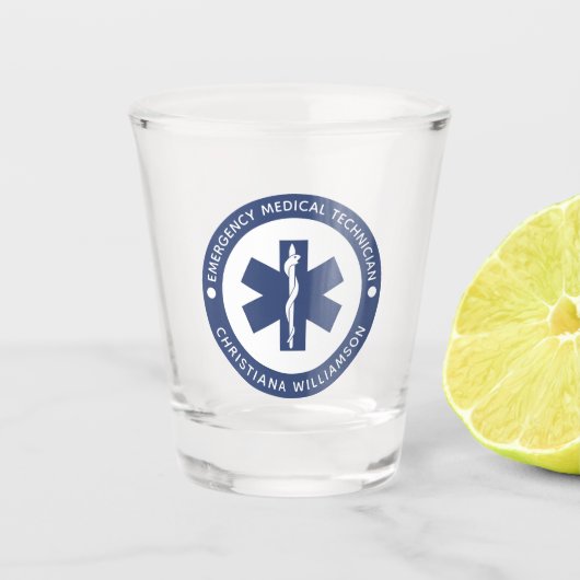 Verre A Shot Symbole EMT personnalisé Technicien Médicale d'urg (Devant)