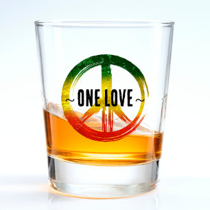 Verre A Shot SYMBOLE Jamaïcain One Love Rasta Color Peace