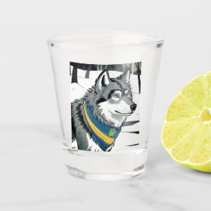 Verre A Shot Symbole loup ukrainien, fort, fier de l'art ukrain