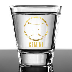 Verre A Shot SYMBOLE Zodiaque Gemini Astrologie Horoscope Or
