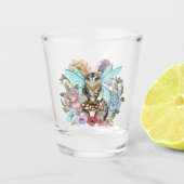 Verre A Shot Tabby Fairy Cat Mushroom Floral (Devant)