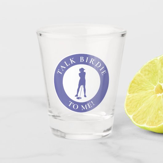 Verre A Shot Talk Birdie To Me Funny Periwinkle Female Golfer (Devant)