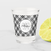 Verre A Shot Tartan motif Noël noir blanc Monogramme (Devant)