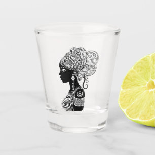Verre A Shot Tatouage Tribal Portrait de Fille Africaine