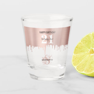 Verre A Shot Tendance Rose rose or gouttes métalliques 21e anni