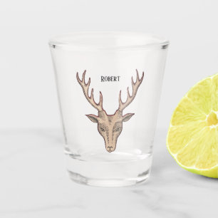 Verre A Shot Tête de cerf mâle Noir visage aigu Grand Antlers