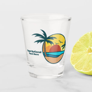Verre A Shot Texte personnalisé Coucher de soleil sur la plage