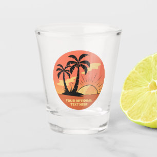 Verre A Shot Texte personnalisé Coucher de soleil sur l'île tro