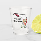 Verre A Shot Texte personnalisé Floride Drapeau & Fleur Orange (Devant)