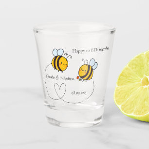 Verre A Shot Texte personnalisé Happy Love Bees