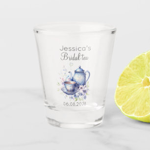 Verre A Shot Thé Bohème de Mariage Fleurs Bleues Mariage Vintag