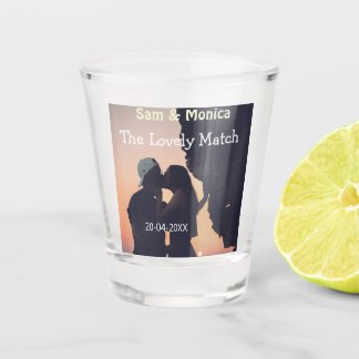 Verre A Shot the lovely match couple wedding name date simple
