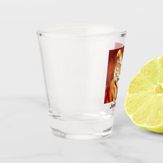 Verre A Shot Tiger Portrait Photo Nom personnalisé Cool (Gauche)