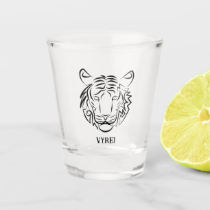 Verre A Shot Tigre tribal noir et blanc