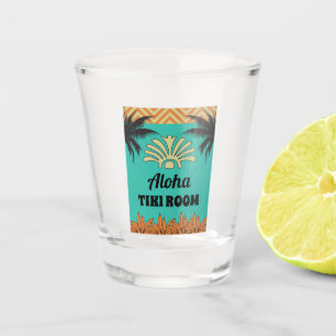 Verre A Shot Tiki Bar Couleurs rétro avec nom