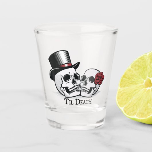 Verre A Shot Til Death Mr et Mme Mariage Skulls (Devant)
