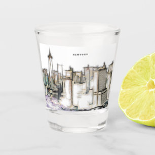 Verre A Shot Tirage de Newyork City en noir et blanc