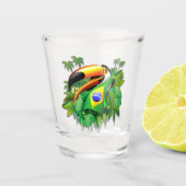 Verre A Shot Toco Toucan avec drapeau brésilien (Devant)