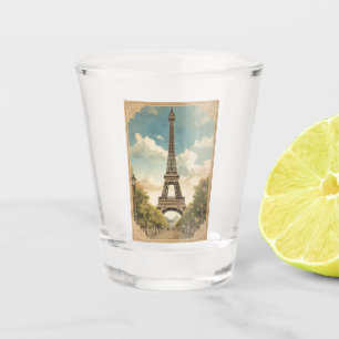 Verre A Shot Tour Eiffel Paris Voyage Style Rétro Art Vintage