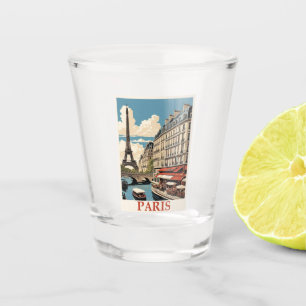 Verre A Shot Tour Eiffel vintage Paris France Seine Café