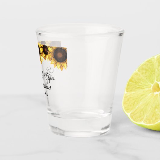 Verre A Shot Tournesol Mariage Floral Aquarelle Jaune Blanc (Droite)