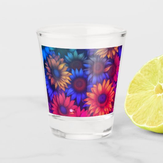 Verre A Shot Tournesols colorés Abstraits #338 - (Devant)