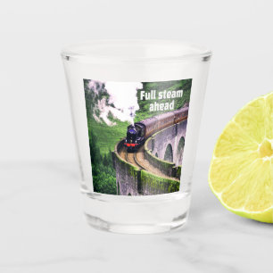 Verre A Shot Train de locomotives à vapeur complète sur pont