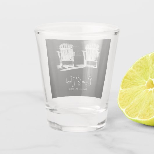 Verre A Shot Transats Mariage moderne noir et blanc (Dos)