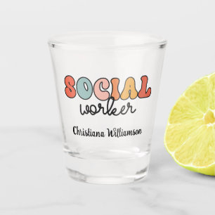 Verre A Shot Travailleur social rétro personnalisé