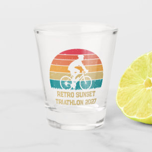 Verre A Shot Triathlon personnalisé cyclisme rétro Sunset