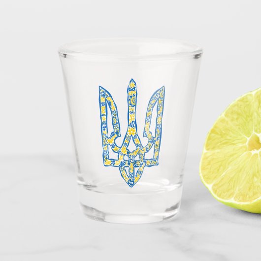 Verre A Shot trident de l'emblème national ukrainien tryzub eth (Devant)