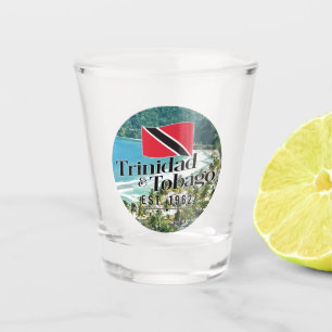 Verre A Shot "Trinidad & Tobago Est. Plage Drapeau De 1962"