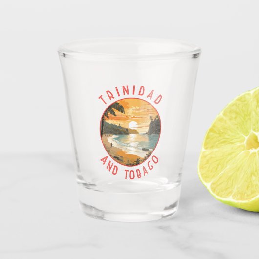 Verre A Shot Trinité-et-Tobago Caribbean Distressed Circle (Devant)