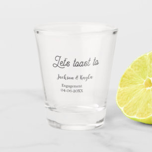Verre A Shot Trinquons à la fête de fiançailles nom date élégan