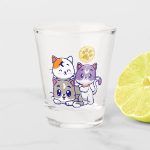 Verre A Shot Trio adorable - Trois chats mignons