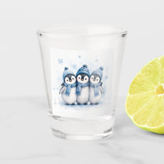 Verre A Shot Trio de manchots mignons de l'hiver Can Cooler | A