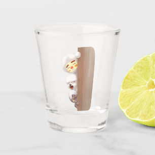 Verre A Shot Trio qui lorgne : Pile d'animaux drôles et chiot s