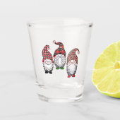 Verre A Shot Trois Gnomes de Noël Conception Plaid | Noël (Devant)