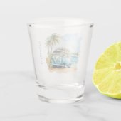 Verre A Shot Tropical Island Retro Blue Bus (Dos)