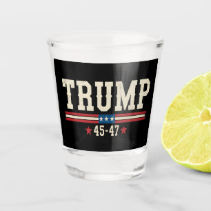 Verre A Shot Trump 45 47 Drapeau américain USA Rétro Vintage
